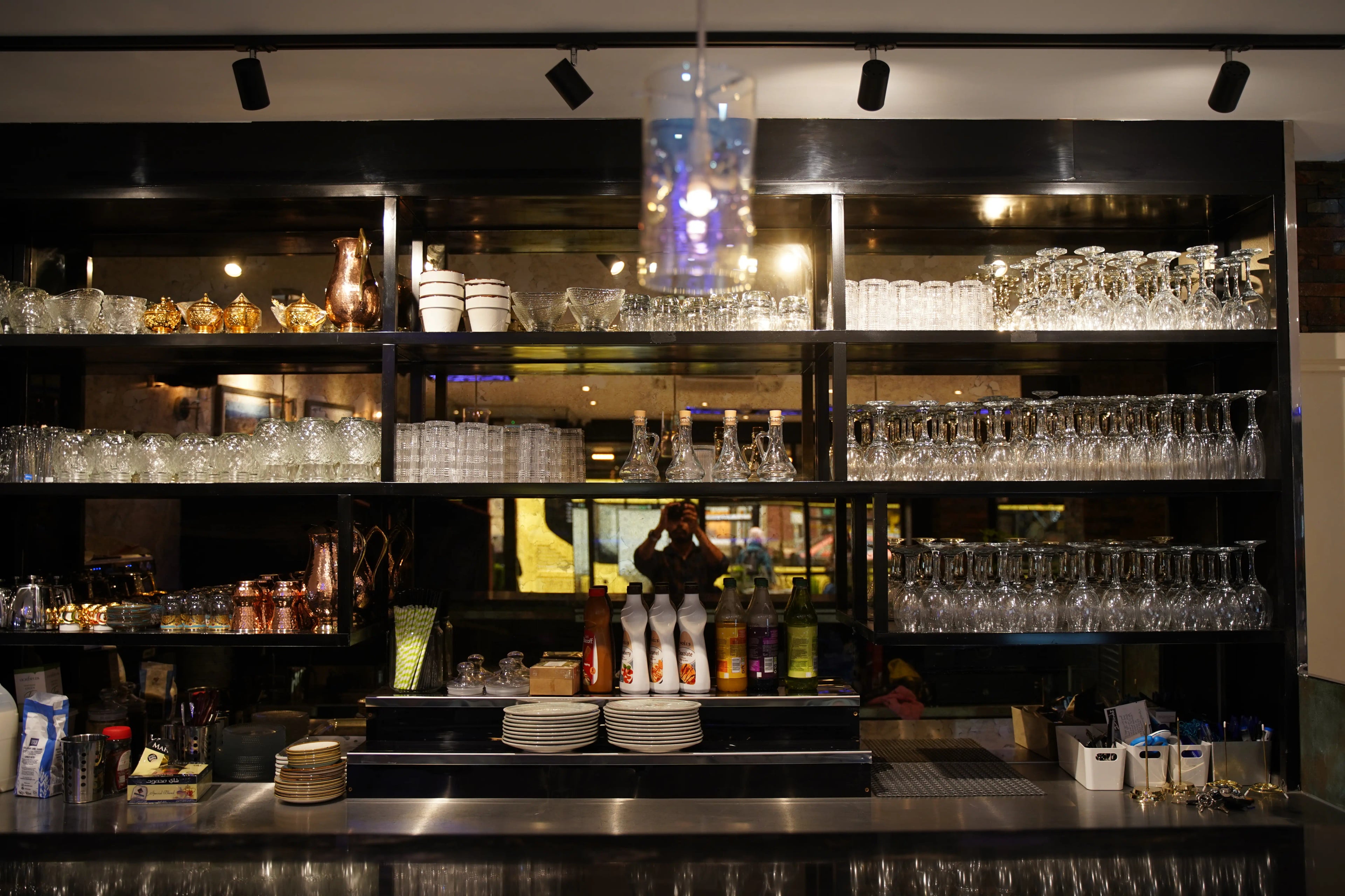 Restaurant interior with elegant dining setup for BYOB policy at Elaf Restaurant Whitefield